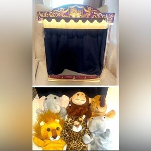Restoration Hardware RH Plush Puppet Toy Family Theater Play Set w/Stage/Curtain